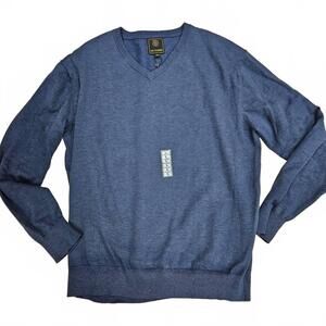 NEW F/X FUSION men's long sleeve v neck sweater in blue